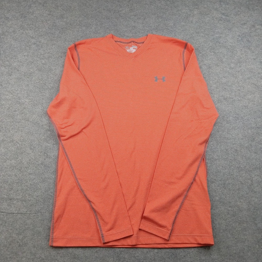 Under Armour Shirt Mens Medium‎ Orange ColdGear Fitted Long Sleeve Athletic Top